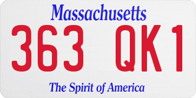 MA license plate 363QK1