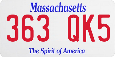 MA license plate 363QK5
