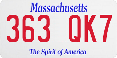MA license plate 363QK7