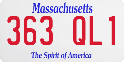 MA license plate 363QL1