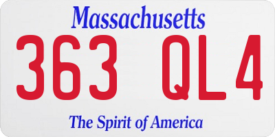 MA license plate 363QL4