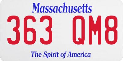 MA license plate 363QM8