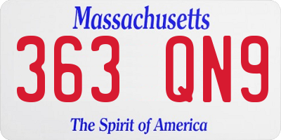 MA license plate 363QN9