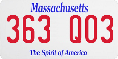 MA license plate 363QO3