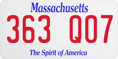 MA license plate 363QO7