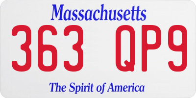MA license plate 363QP9