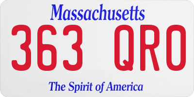 MA license plate 363QR0