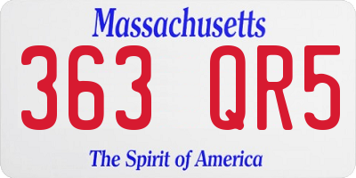 MA license plate 363QR5