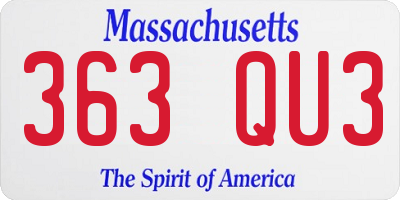 MA license plate 363QU3