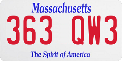 MA license plate 363QW3