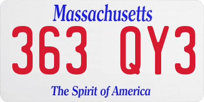 MA license plate 363QY3