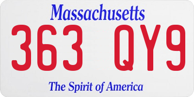 MA license plate 363QY9