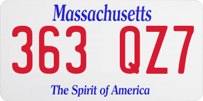 MA license plate 363QZ7