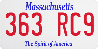 MA license plate 363RC9
