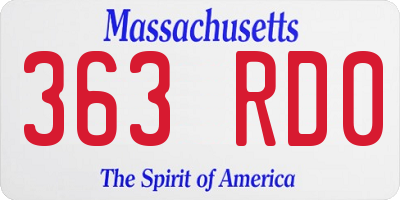 MA license plate 363RD0