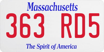 MA license plate 363RD5