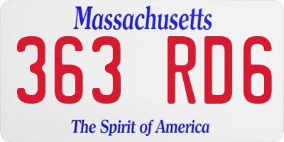 MA license plate 363RD6