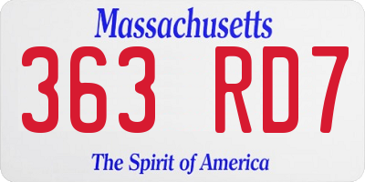 MA license plate 363RD7