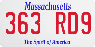 MA license plate 363RD9