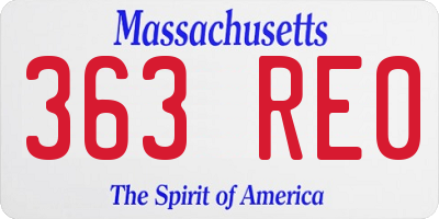 MA license plate 363RE0
