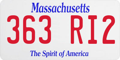 MA license plate 363RI2