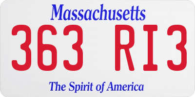 MA license plate 363RI3
