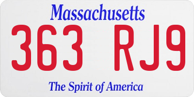MA license plate 363RJ9