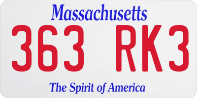 MA license plate 363RK3