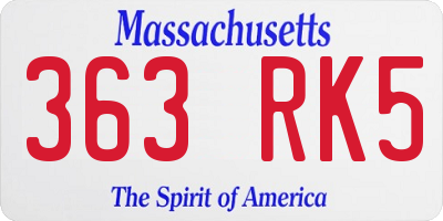 MA license plate 363RK5