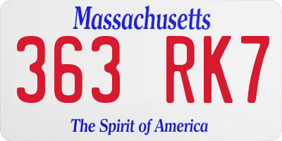 MA license plate 363RK7