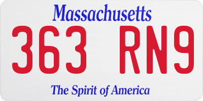 MA license plate 363RN9