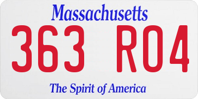 MA license plate 363RO4