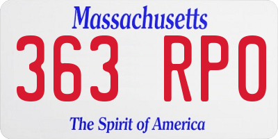 MA license plate 363RP0