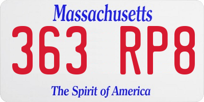 MA license plate 363RP8