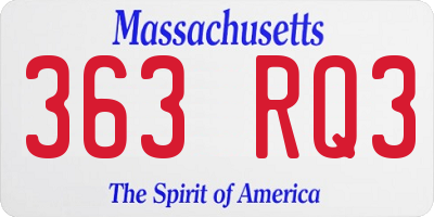 MA license plate 363RQ3