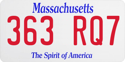 MA license plate 363RQ7