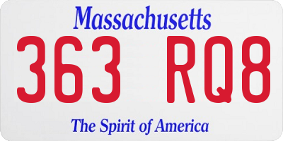 MA license plate 363RQ8