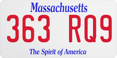 MA license plate 363RQ9