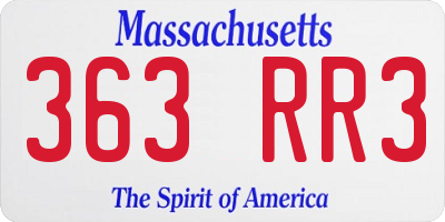 MA license plate 363RR3