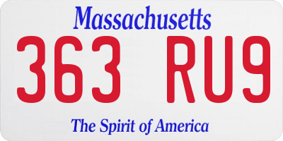 MA license plate 363RU9
