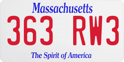 MA license plate 363RW3