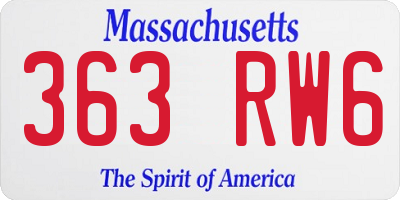 MA license plate 363RW6