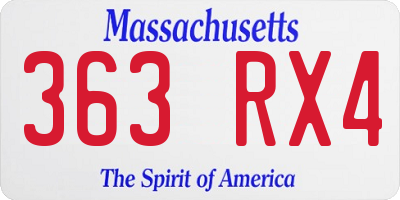 MA license plate 363RX4