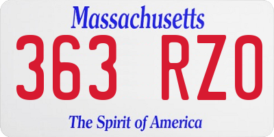 MA license plate 363RZ0
