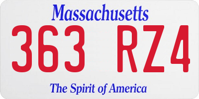 MA license plate 363RZ4
