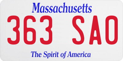 MA license plate 363SA0