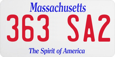 MA license plate 363SA2