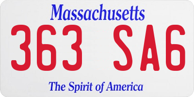 MA license plate 363SA6
