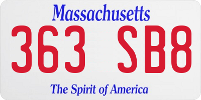 MA license plate 363SB8