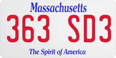 MA license plate 363SD3